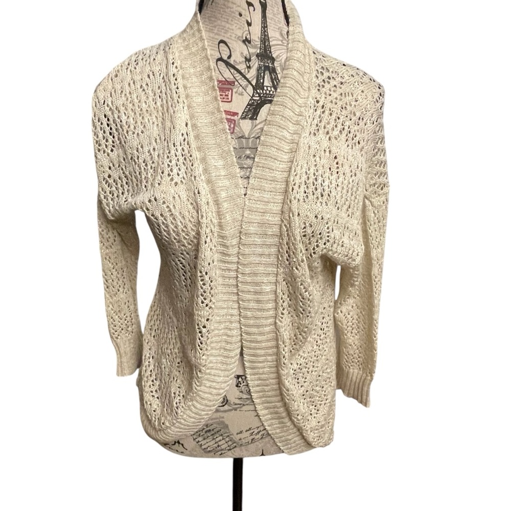 Pink Rose Cream Knit Cardigan